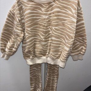 Zara Kids Tan and Cream Zebra Matching Set